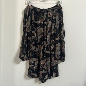 IRIS Los Angeles Paisley Cold-Shoulder Romper